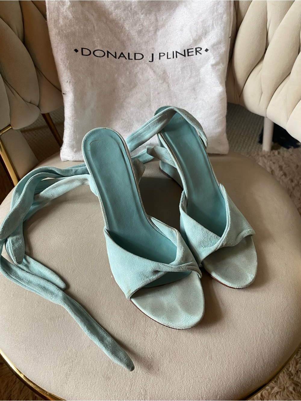Donald J Pliner Tiffany Blue 💎 Suede Wrap-Heel Sandals